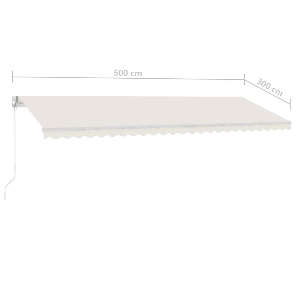 vidaXL Tenda da Sole Retrattile Manuale con LED 500x300 cm Crema