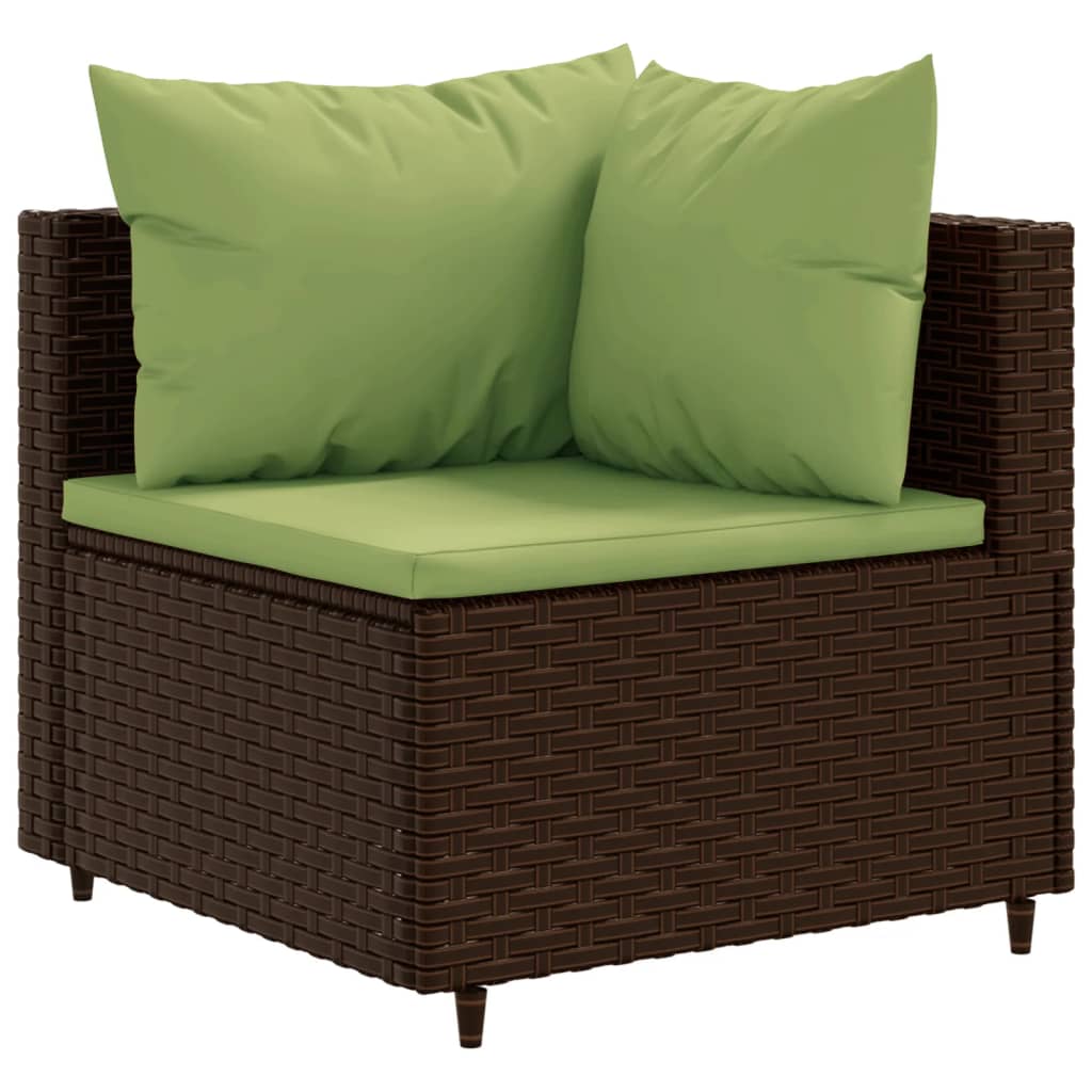 vidaXL Set Divani da Giardino 10pz con Cuscini in Polyrattan Marrone