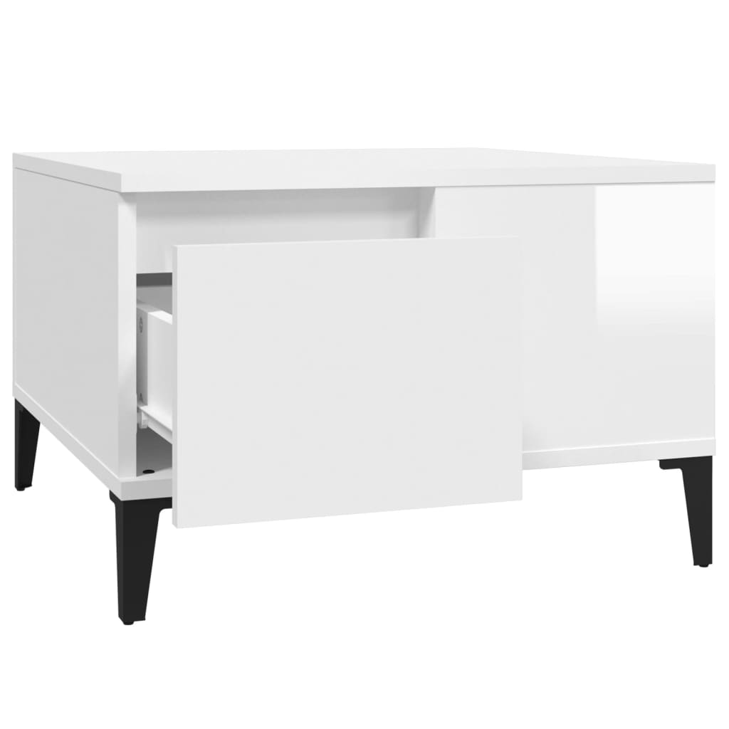 vidaXL Tavolino Salotto Bianco Lucido 55x55x36,5 cm Legno Multistrato