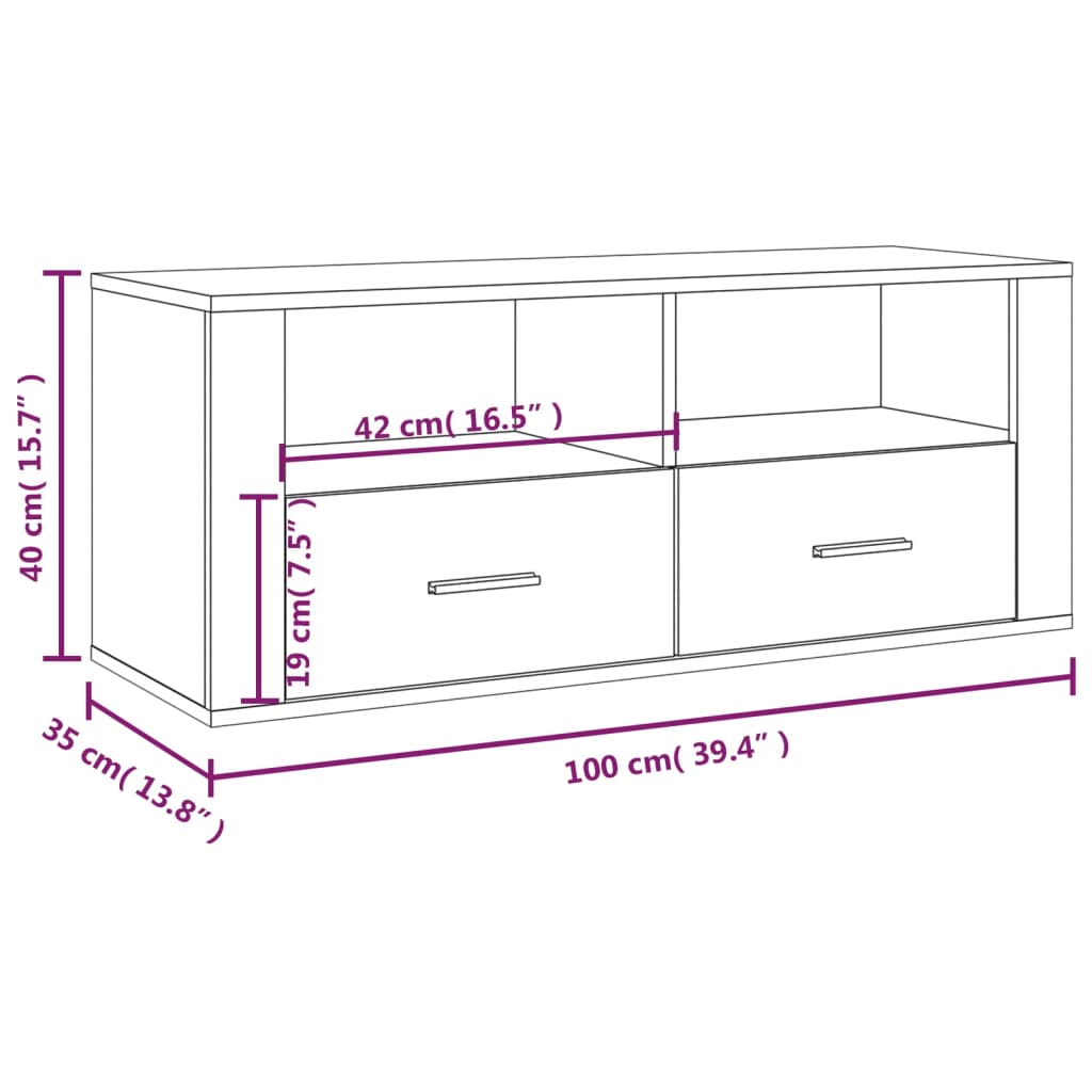 vidaXL Mobile TV Grigio Sonoma 100x35x40 cm in Legno Multistrato