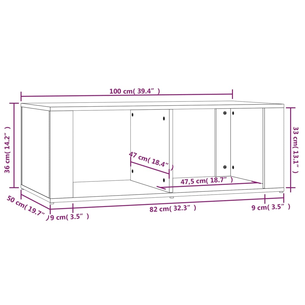 vidaXL Tavolino da Salotto Bianco 100x50x36 cm in Legno Multistrato