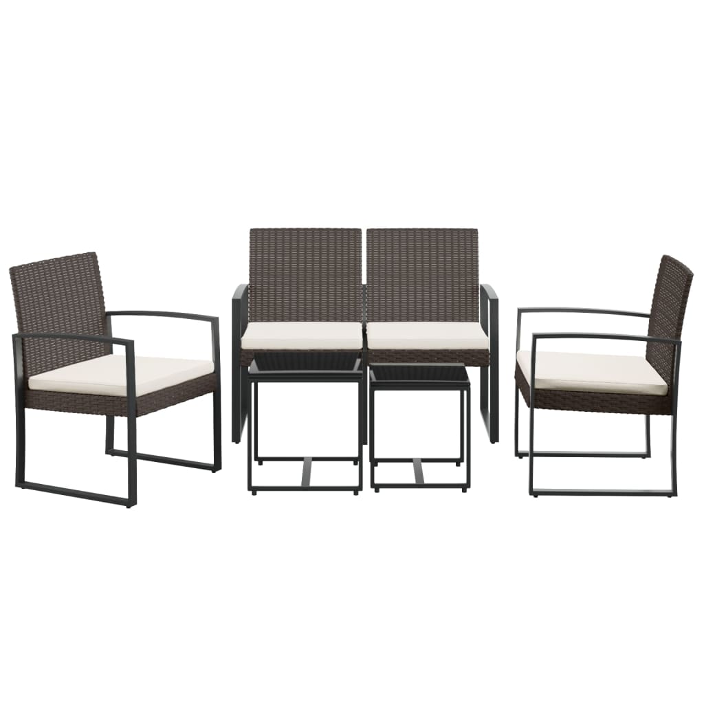 vidaXL Set da Pranzo da Giardino 5 pz con Cuscini in PP Rattan Marrone