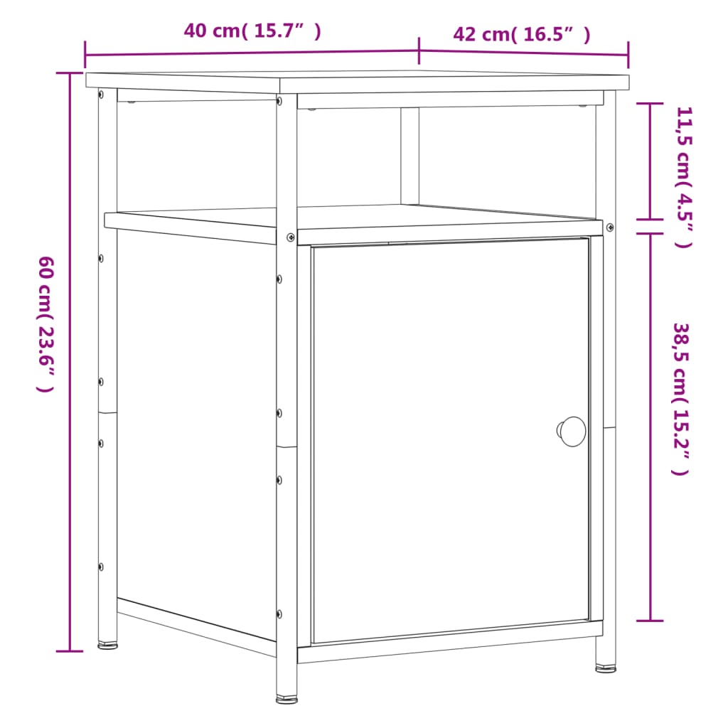 vidaXL Comodini 2 pz Neri 40x42x60 cm in Legno Multistrato