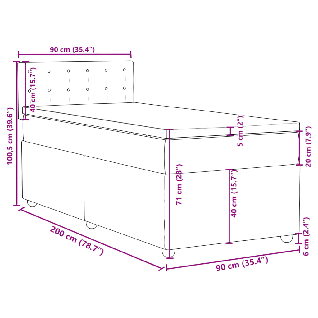 vidaXL Giroletto a Molle con Materasso Grigio Chiaro 90x200 cm Tessuto