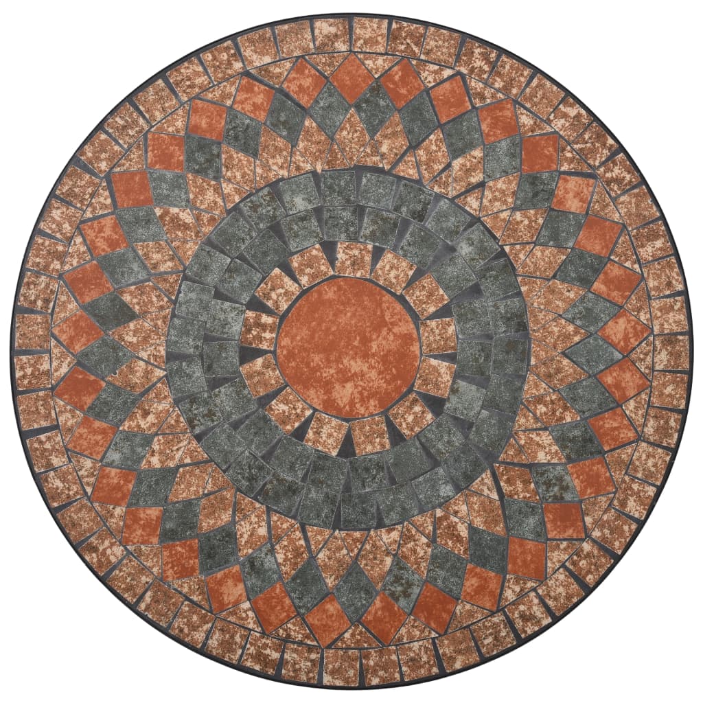 vidaXL Set Bistrò 3 pz con Mosaico in Ceramica Arancione/Grigio