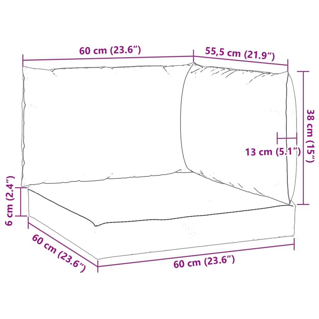 vidaXL Cuscini per Pallet 3 pz Beige in Tessuto Oxford