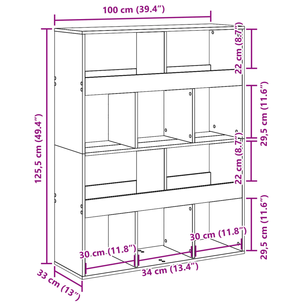 vidaXL Libreria Rovere Artigianale 100x33x125,5cm in Truciolato