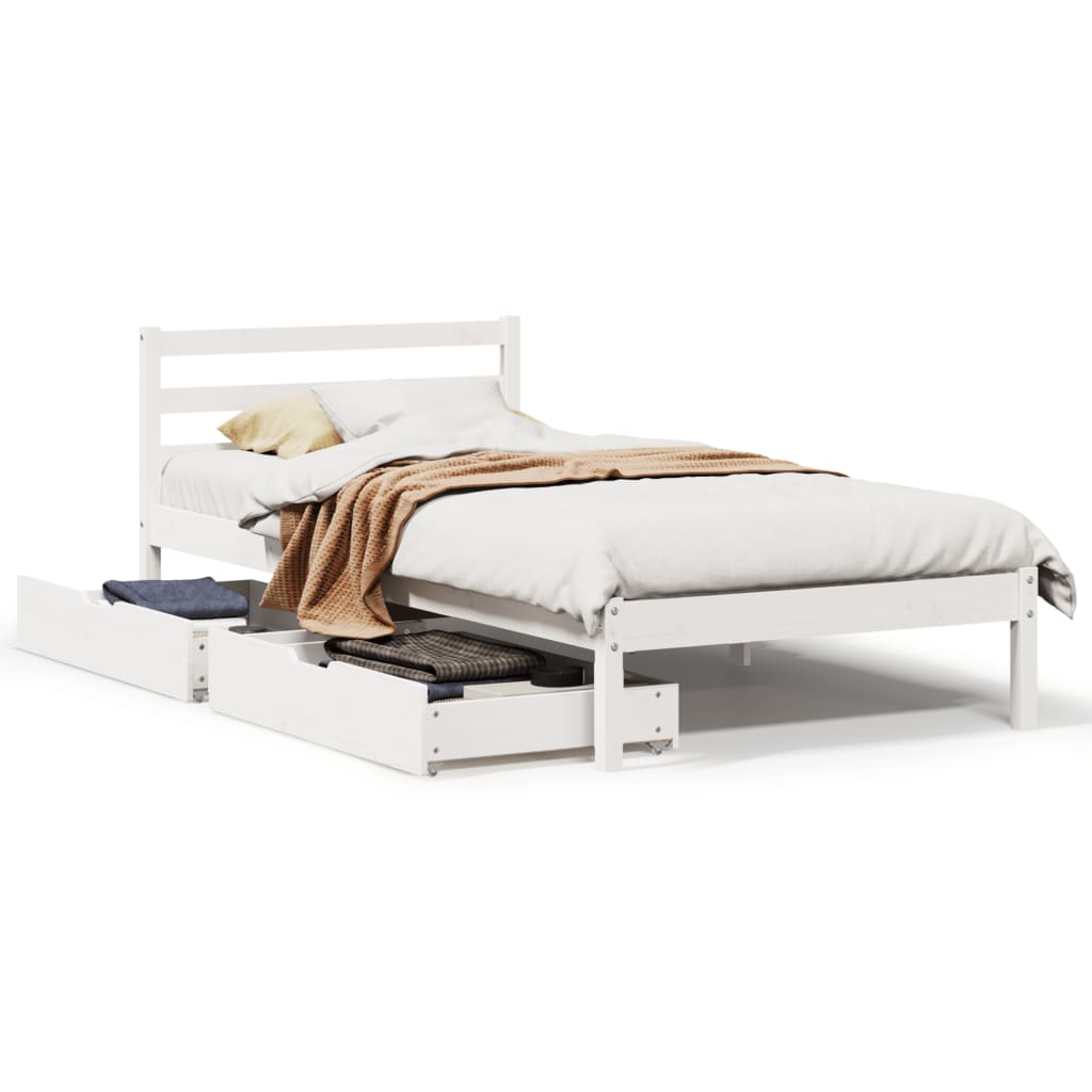 vidaXL Letto senza Materasso Bianco 75x190 in Legno Massello di Pino