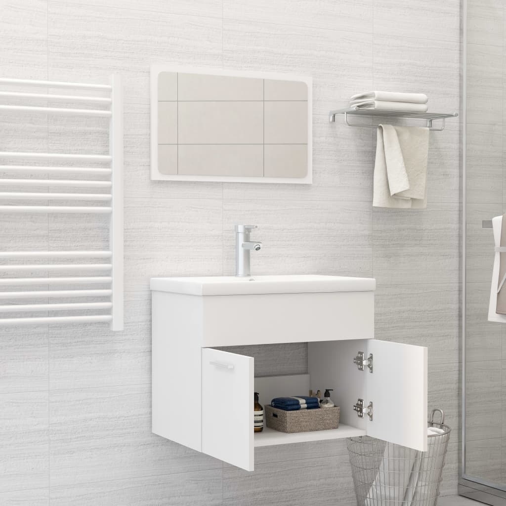 vidaXL Set Mobili da Bagno Bianco in Truciolato