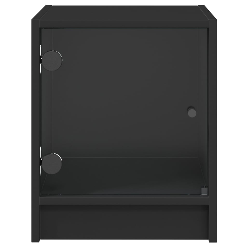 vidaXL Comodini con Ante in Vetro 2pz Nero 35x37x42 cm