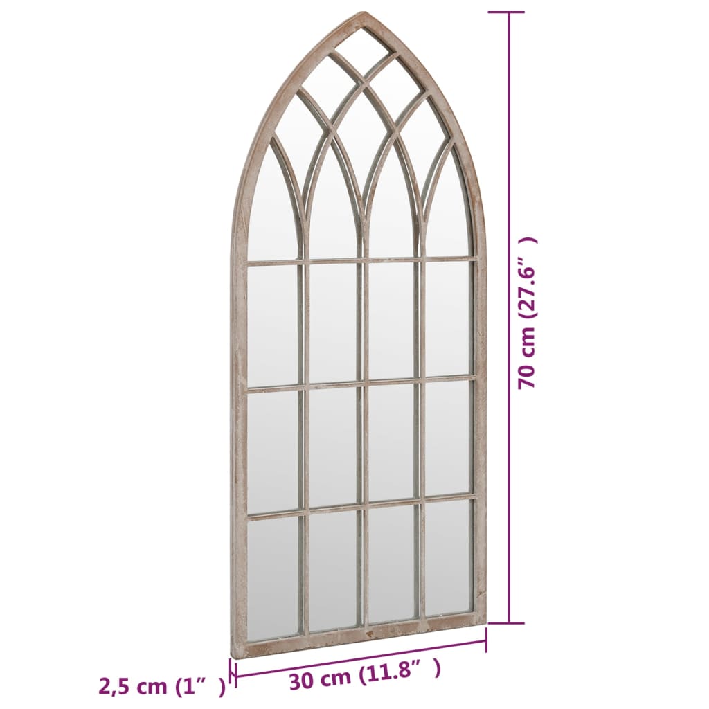 vidaXL Specchio da Giardino Sabbia 70x30 cm in Ferro per Uso Esterno