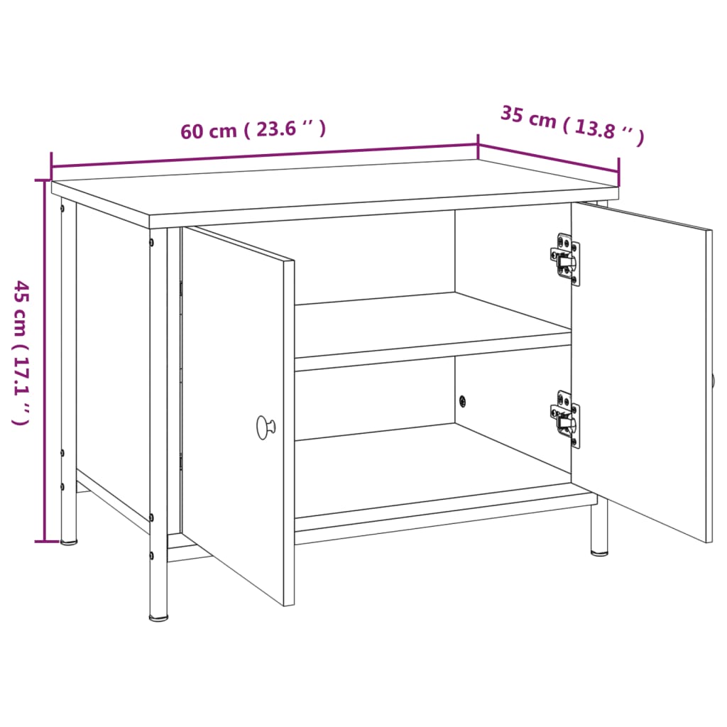 vidaXL Mobile TV con Ante Rovere Sonoma 60x35x45 cm Legno Multistrato