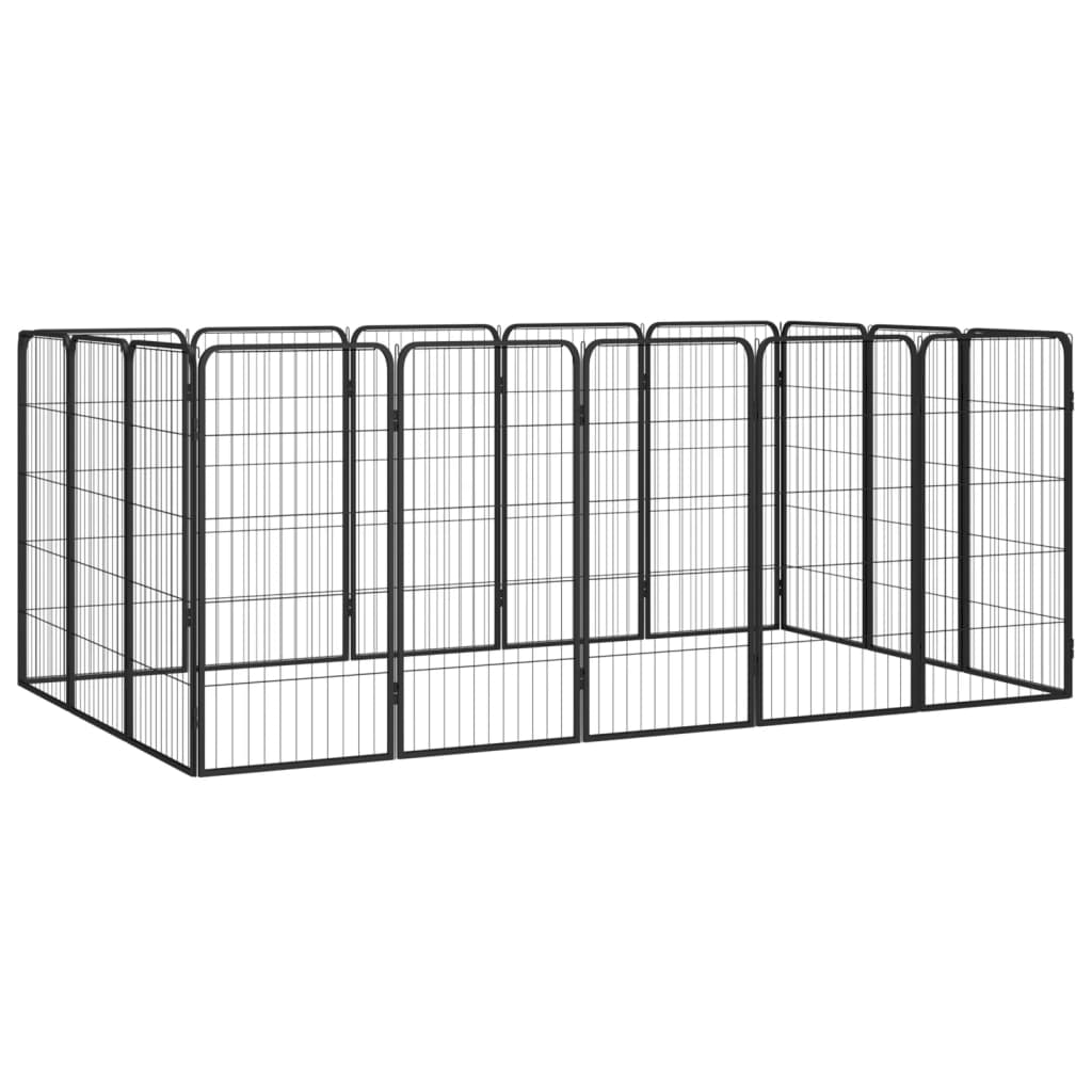 vidaXL Box Cani 16 Pannelli Nero 50x100 cm Acciaio Verniciato Polvere