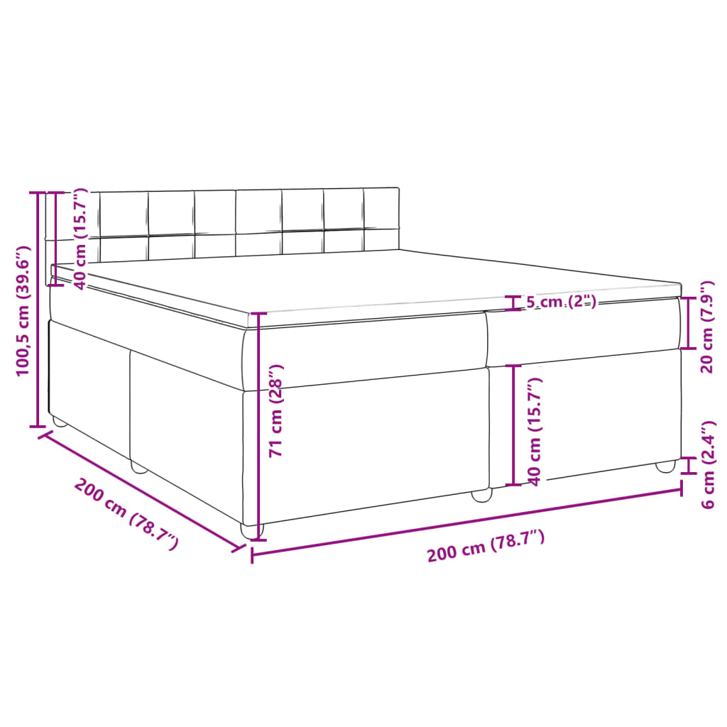 vidaXL Giroletto a Molle con Materasso Grigio Scuro 200x200 cm Tessuto