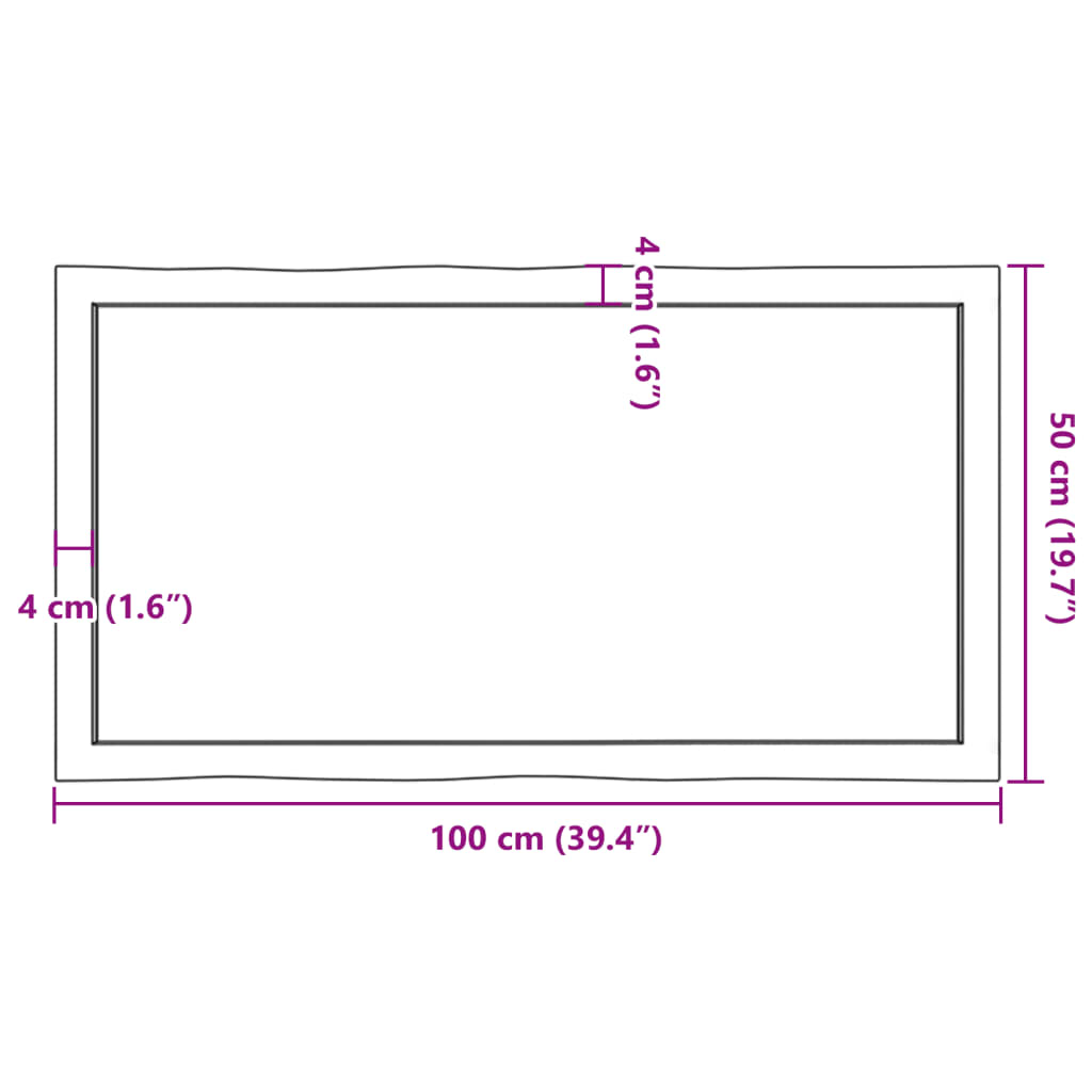 vidaXL Piano Tavolo Marrone Scuro 100x50x(2-6)cm Rovere Non Trattato