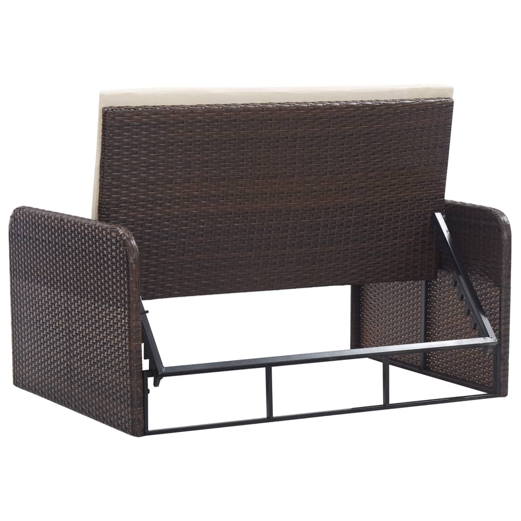 vidaXL Set Divani da Giardino 2 pz con Cuscini in Polyrattan Marrone