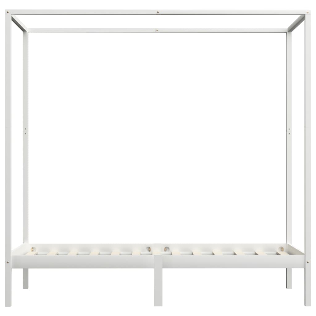 vidaXL Giroletto Baldacchino senza Materasso 100x200 cm Legno Bianco