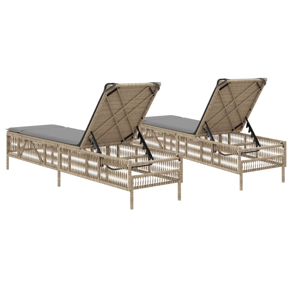 vidaXL Lettini Prendisole 2 pz con Cuscini Beige in Polyrattan