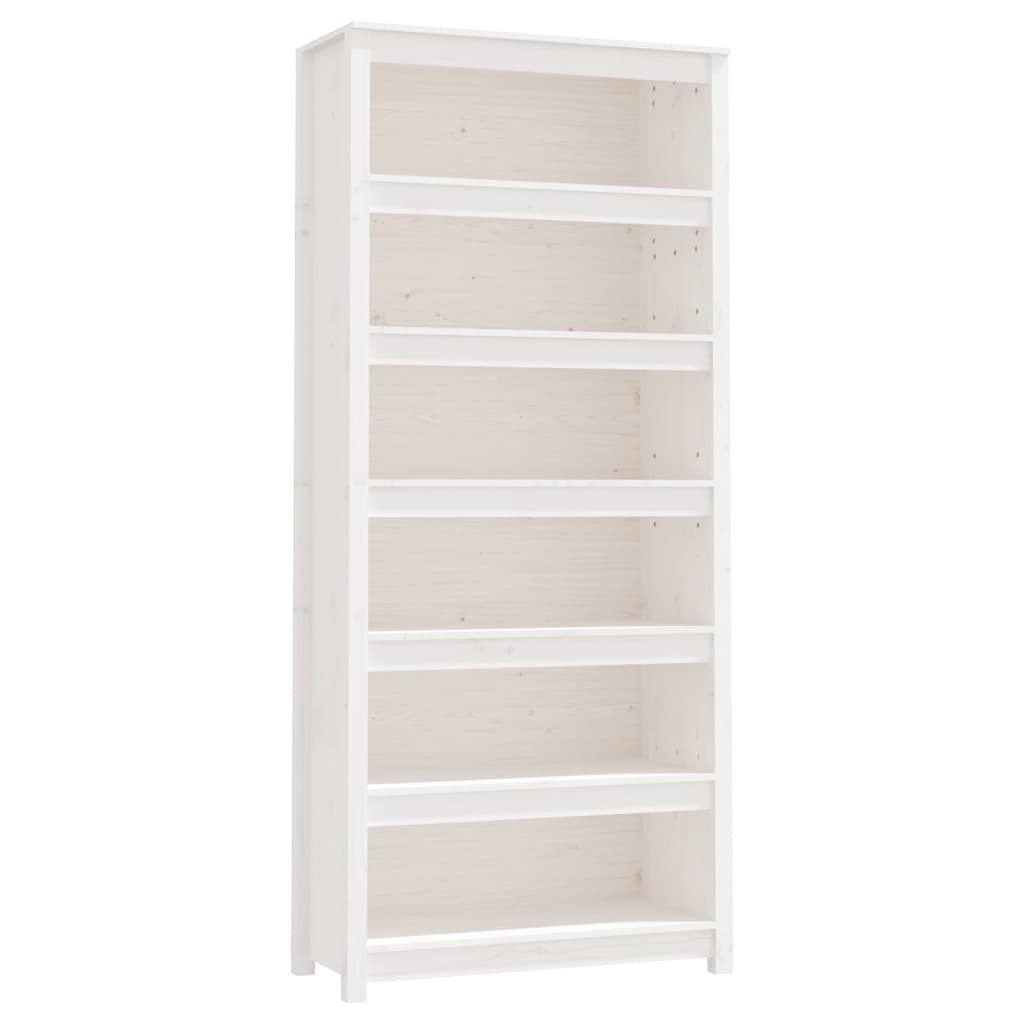 vidaXL Libreria Bianca 80x35x183 cm in Legno Massello di Pino