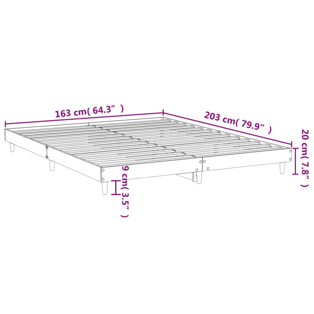 vidaXL Giroletto senza Materasso Rovere Sonoma 160x200cm in Truciolato