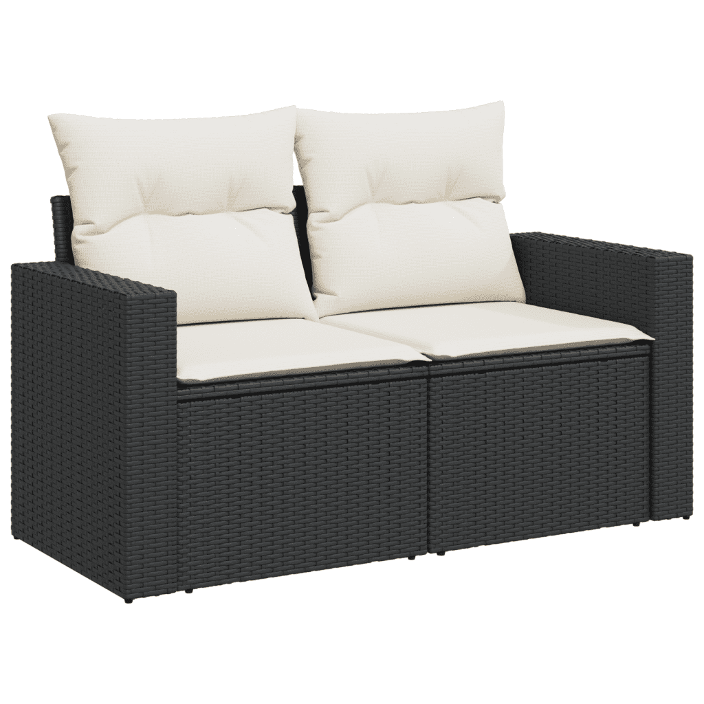 vidaXL Set Divani da Giardino 11 pz con Cuscini in Polyrattan Nero