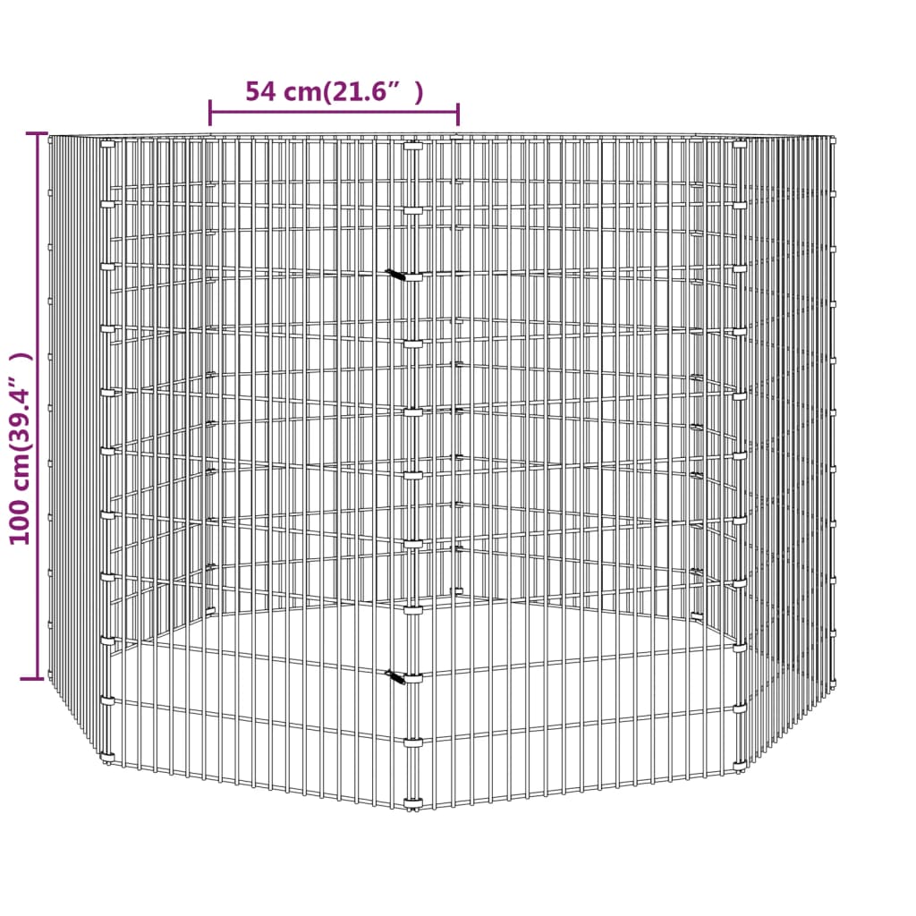 vidaXL Recinto per Animali Ruspante 8 Pannelli 54x100 cm Ferro Zincato