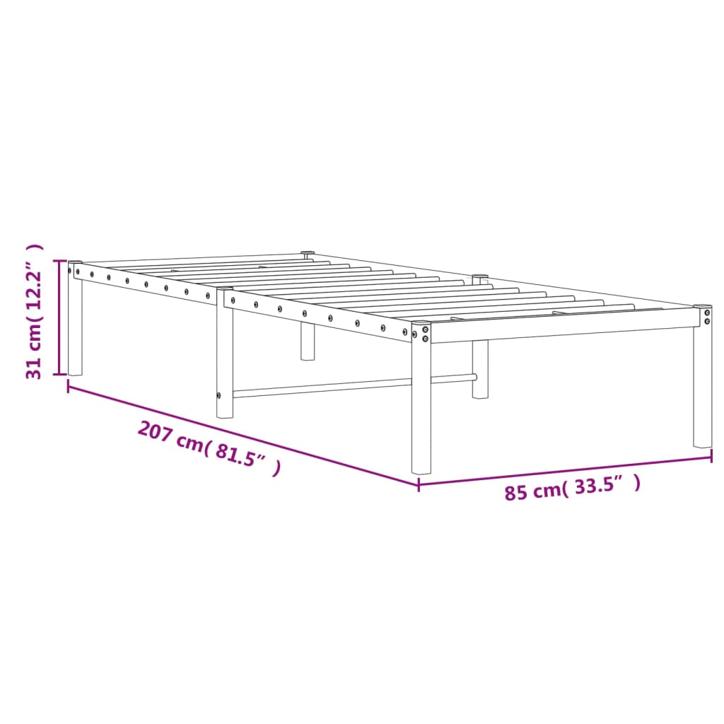 vidaXL Giroletto in Metallo Bianco 80x200 cm