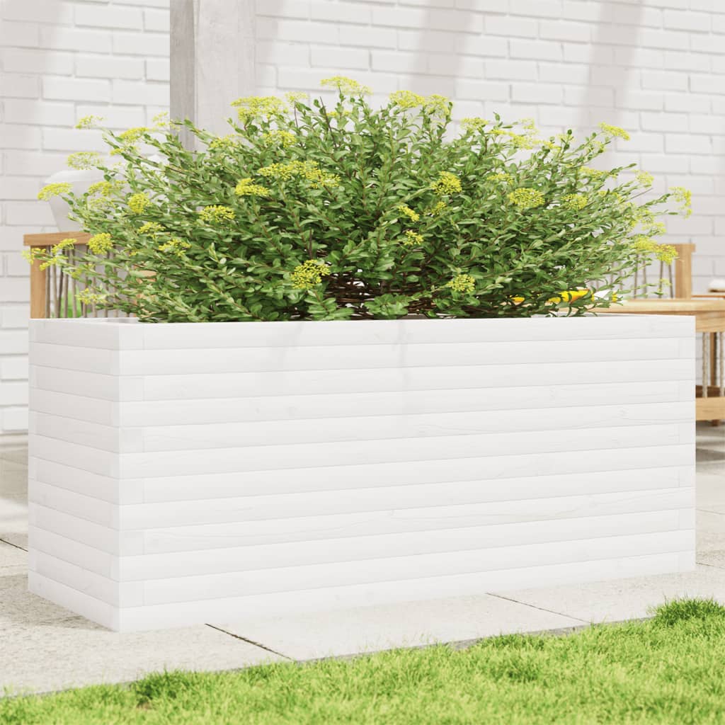 vidaXL Fioriera da Giardino Bianca 110x40x46 cm Legno Massello di Pino