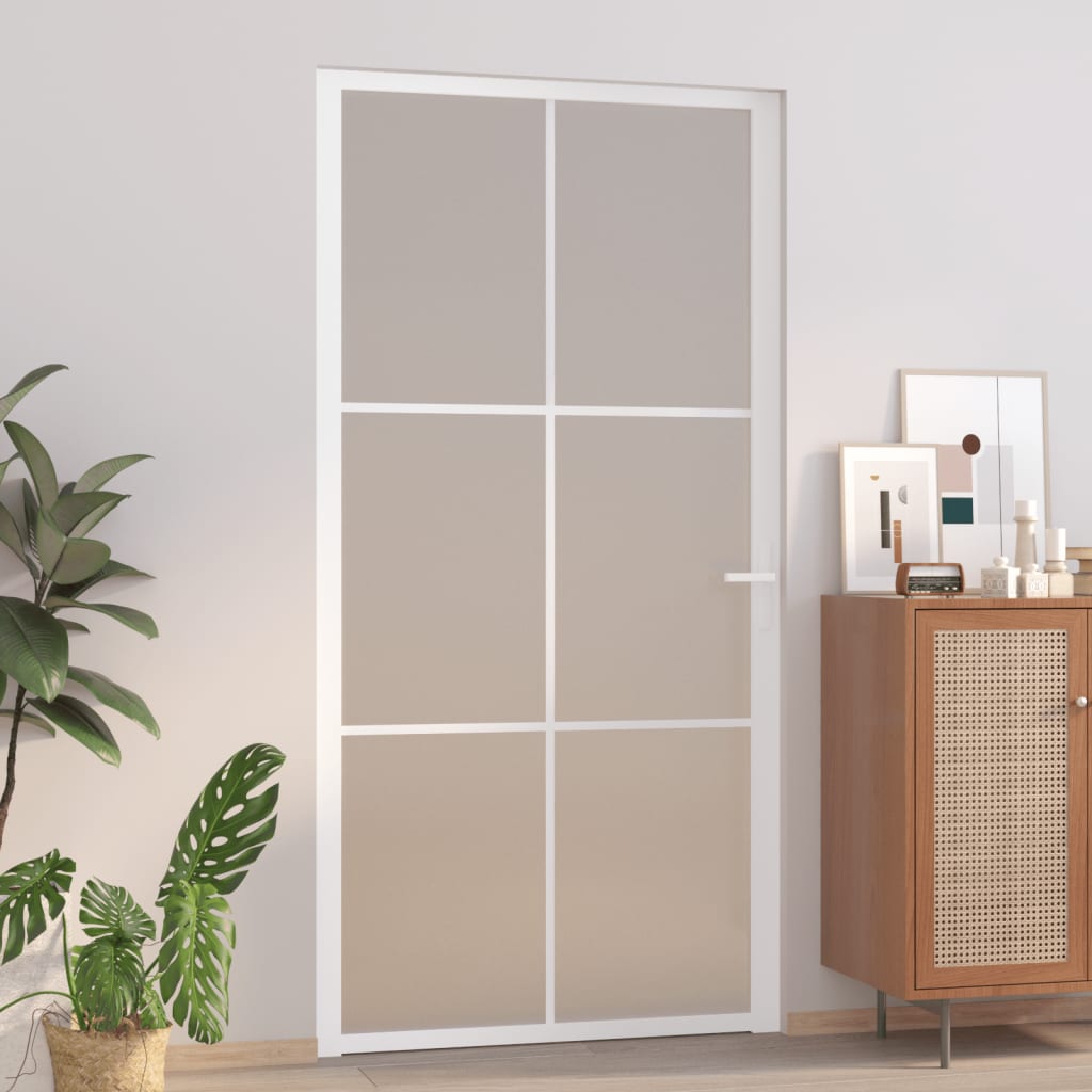 vidaXL Porta Interna 102,5x201,5 cm Bianco Opaco in Vetro e Alluminio