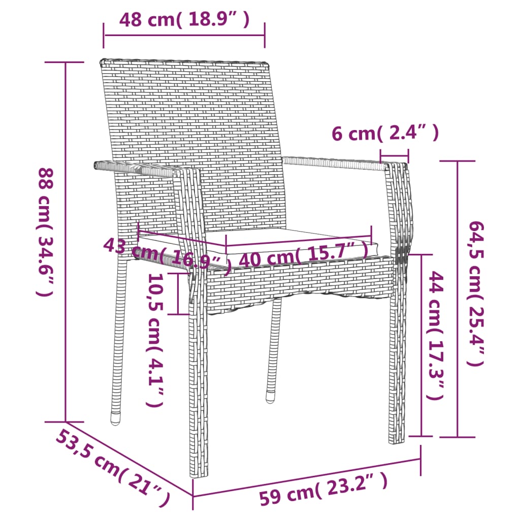 vidaXL Set da Pranzo da Giardino 5 pz Nero con Cuscini in Polyrattan