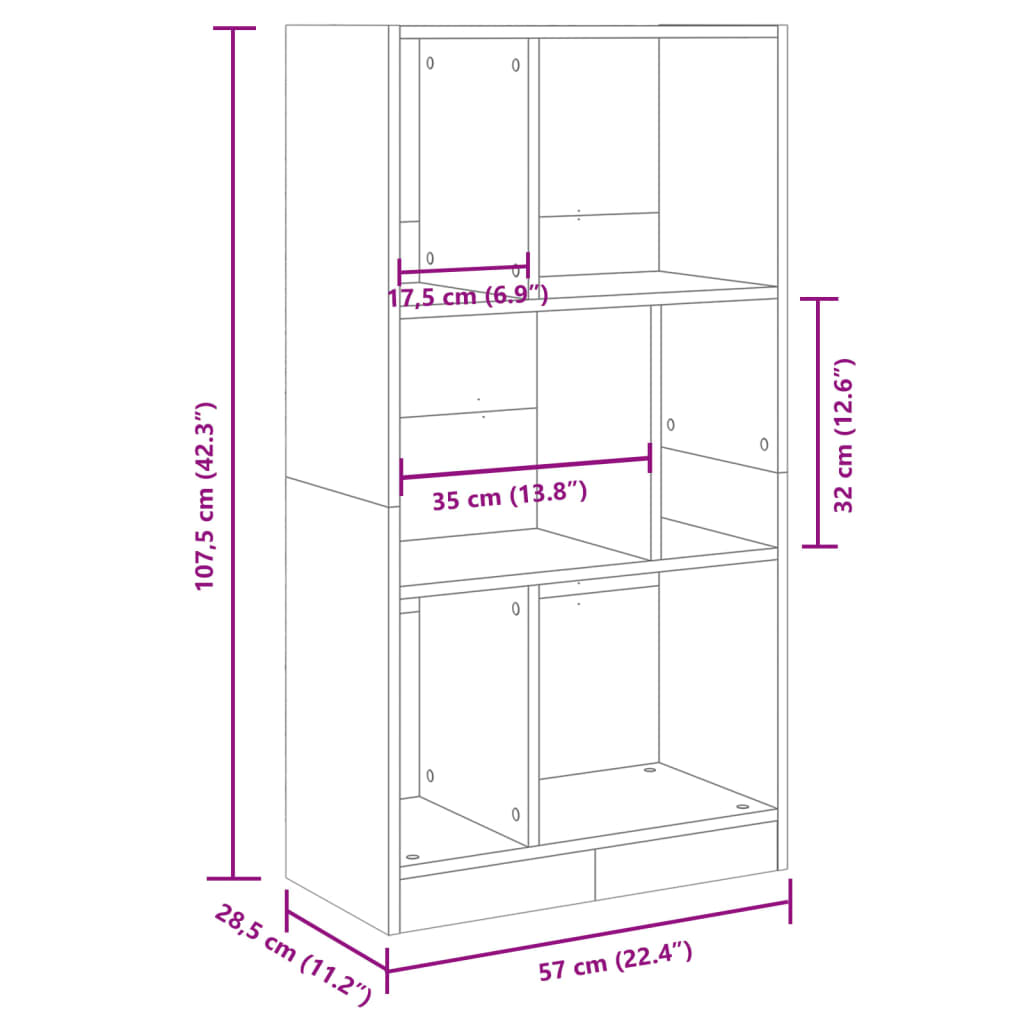 vidaXL Libreria Rovere Sonoma 57x28,5x107,5 cm in Legno Multistrato