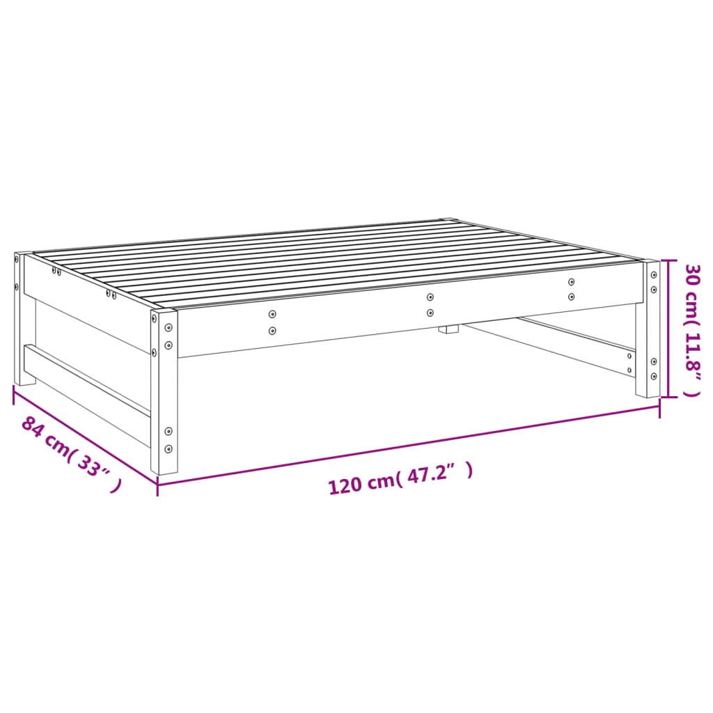 vidaXL Poggiapiedi Giardino Marrone Ambra 120x80cm Legno Massello Pino