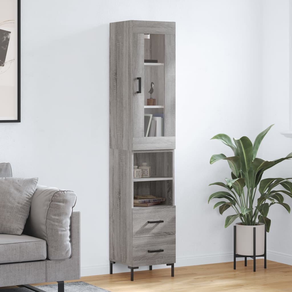 vidaXL Credenza Grigio Sonoma 34,5x34x180 cm in Legno Multistrato