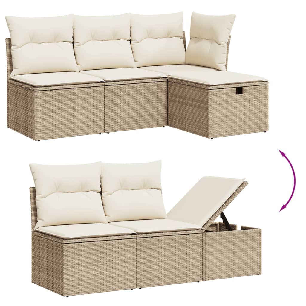 vidaXL Set Divano da Giardino 6 pz con Cuscini Beige in Polyrattan