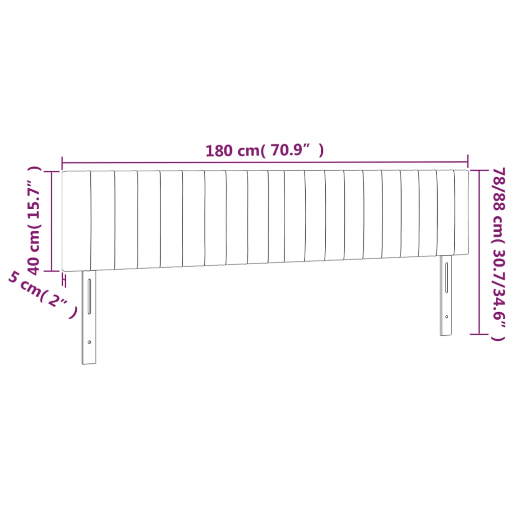 vidaXL Testiera a LED Nera 180x5x78/88 cm in Velluto