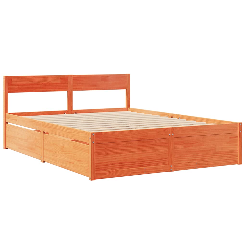 vidaXL Letto senza Materasso Marrone Cera 160x200 cm in Legno di Pino