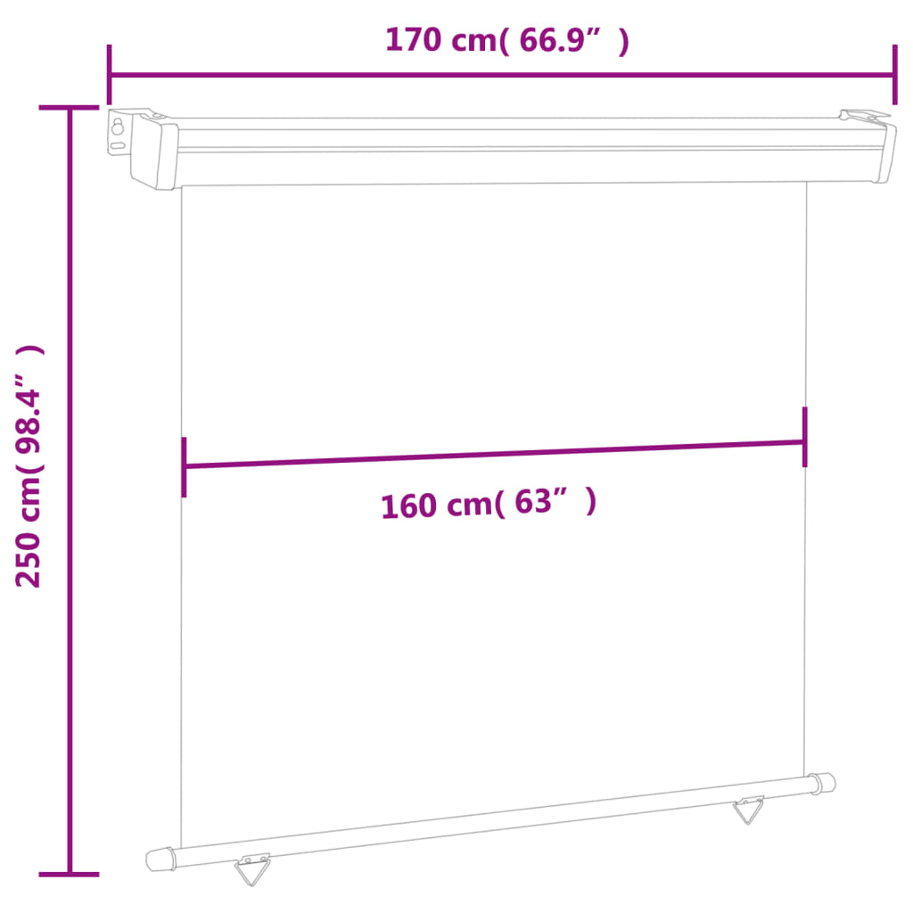 vidaXL Tendalino Laterale per Balcone 175x250 cm Nero