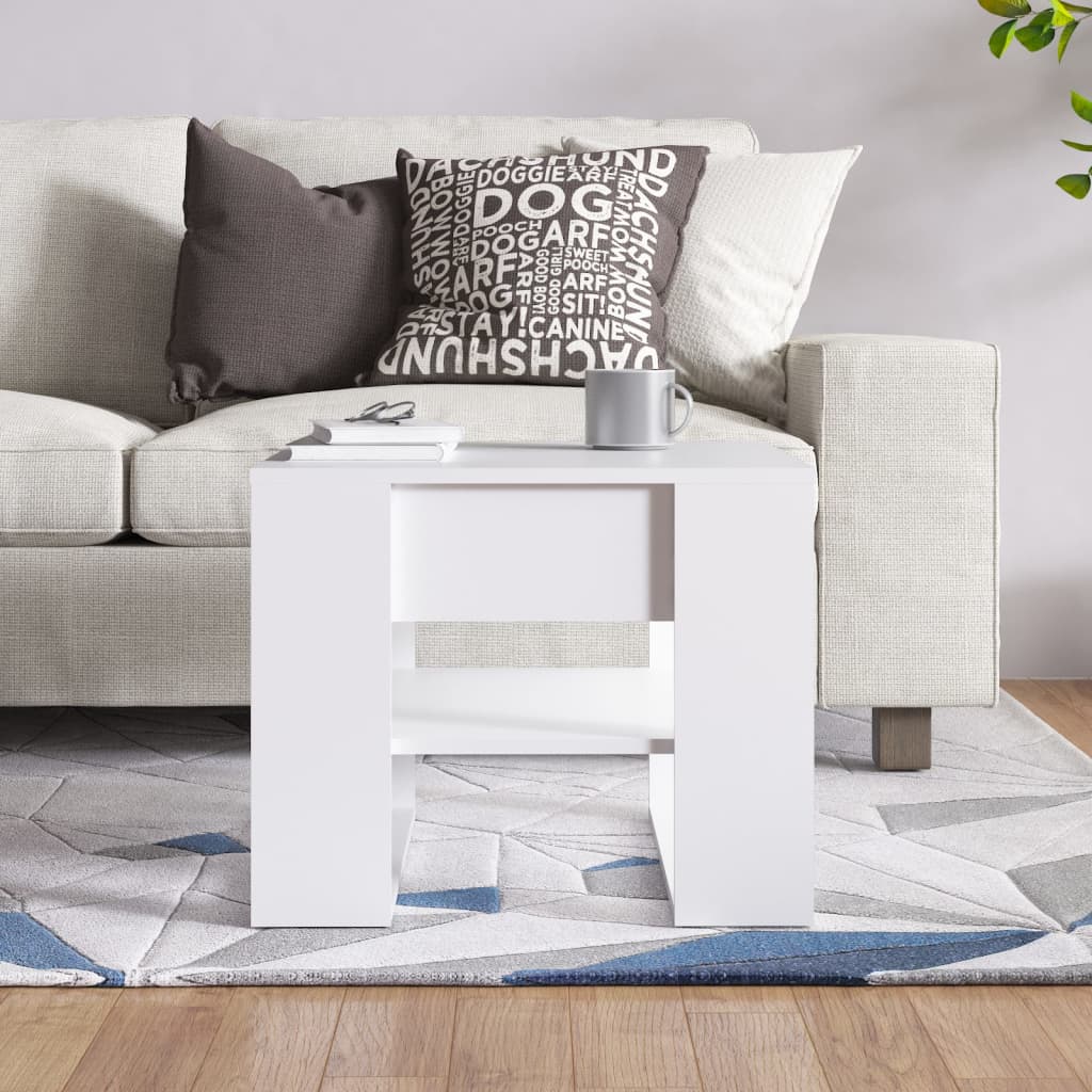 vidaXL Tavolino da Salotto Bianco 55,5x55x45 cm in Legno Multistrato