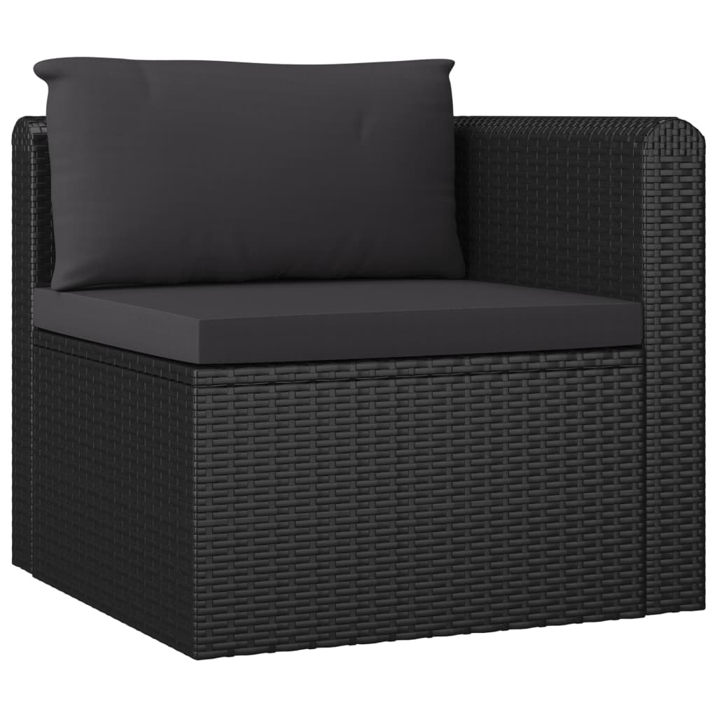 vidaXL Set Divani da Giardino 10 pz con Cuscini in Polyrattan Nero