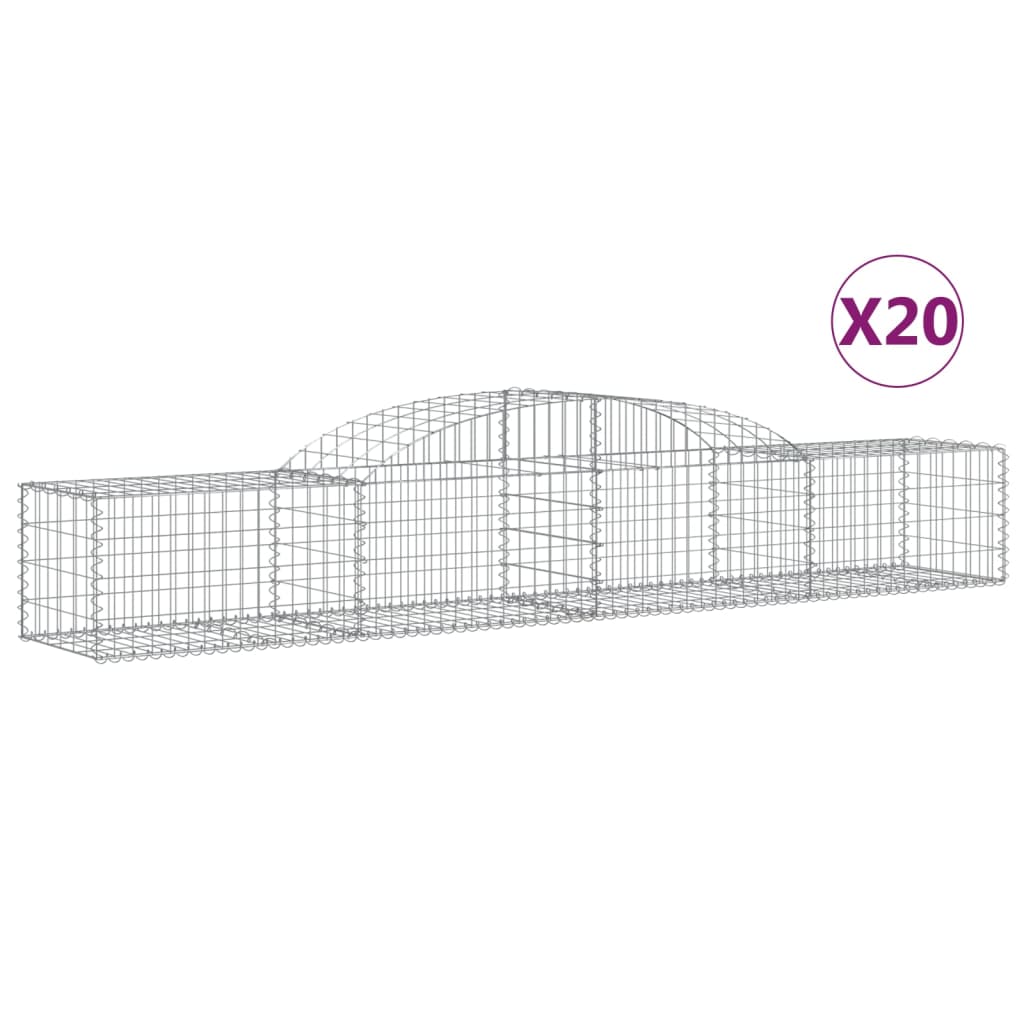 vidaXL Cesti Gabbioni ad Arco 20 pz 300x50x40/60 cm Ferro Zincato