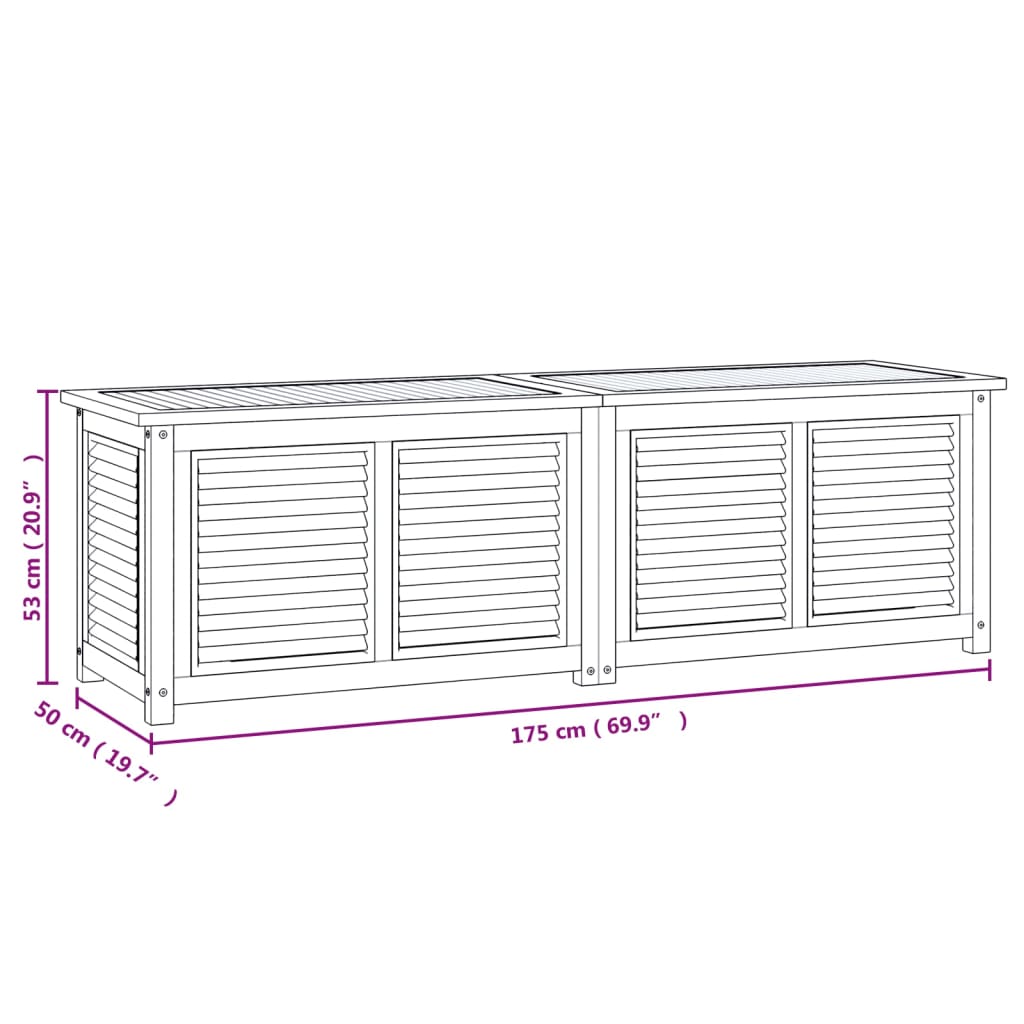 vidaXL Contenitore Giardino con Borsa 175x50x53cm Legno Massello Teak