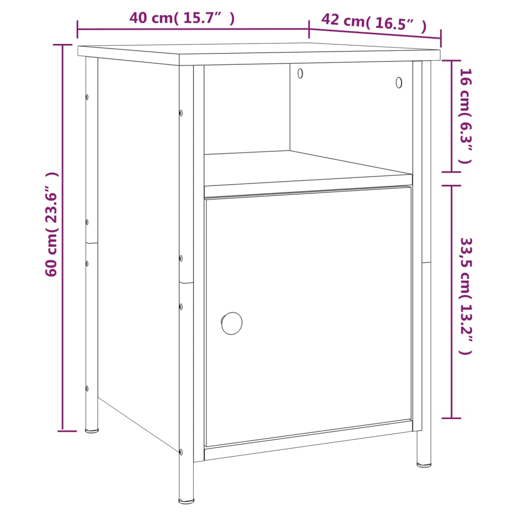 vidaXL Comodini Rovere Marrone 2 pz 40x42x60 cm Legno Multistrato