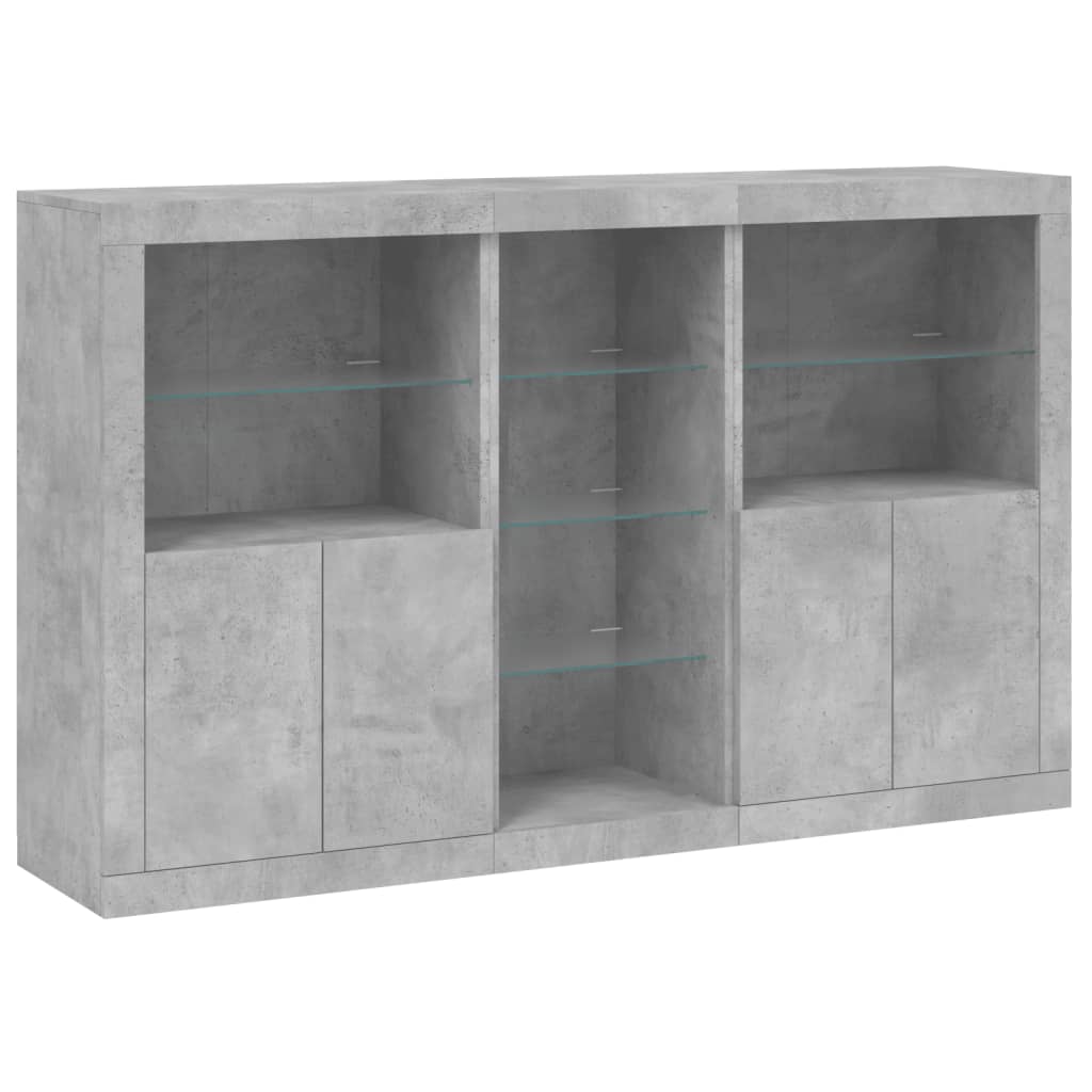 vidaXL Credenza con Luci LED Grigio Cemento 162x37x100 cm