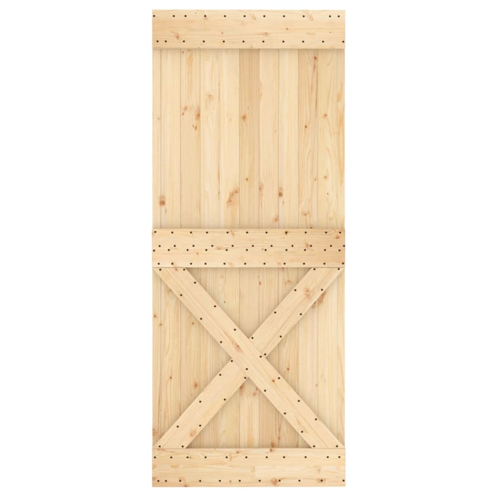 vidaXL Porta Scorrevole con Set Hardware 85x210 cm Legno Massello Pino