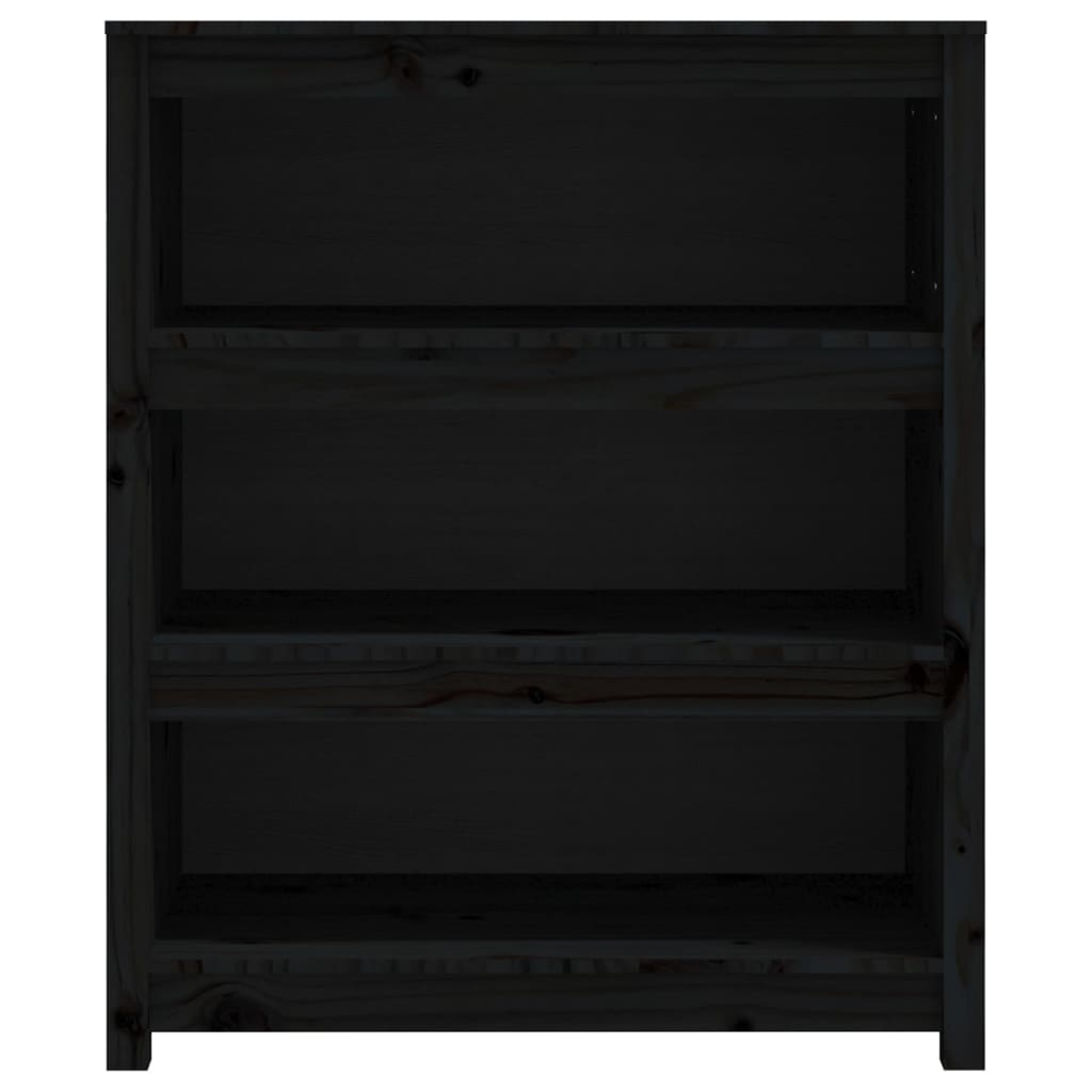 vidaXL Libreria Nera 80x35x97 cm in Legno Massello di Pino