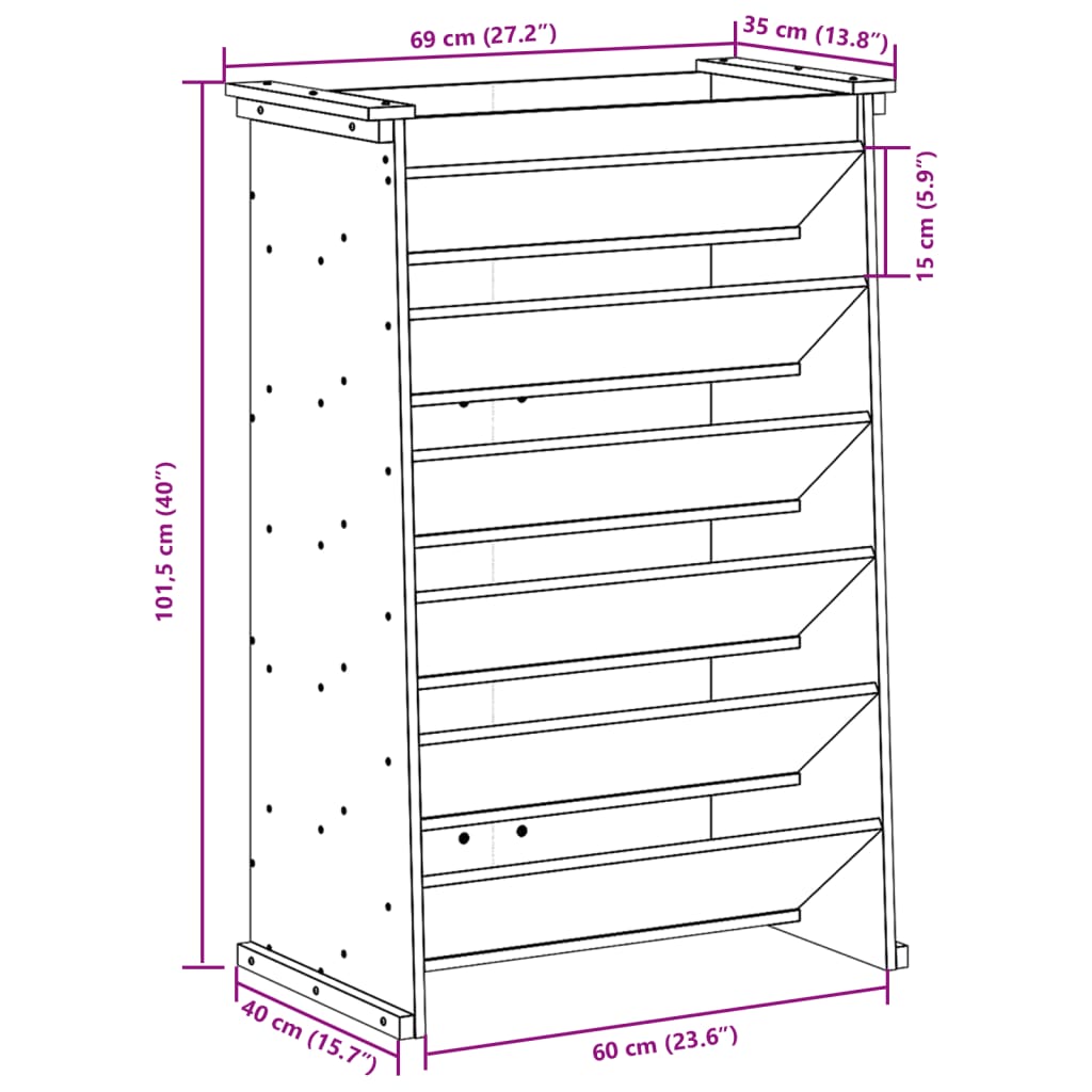 vidaXL Fioriera per Erbe 6 Ripiani 69x40x101,5cm Legno Impregnato Pino