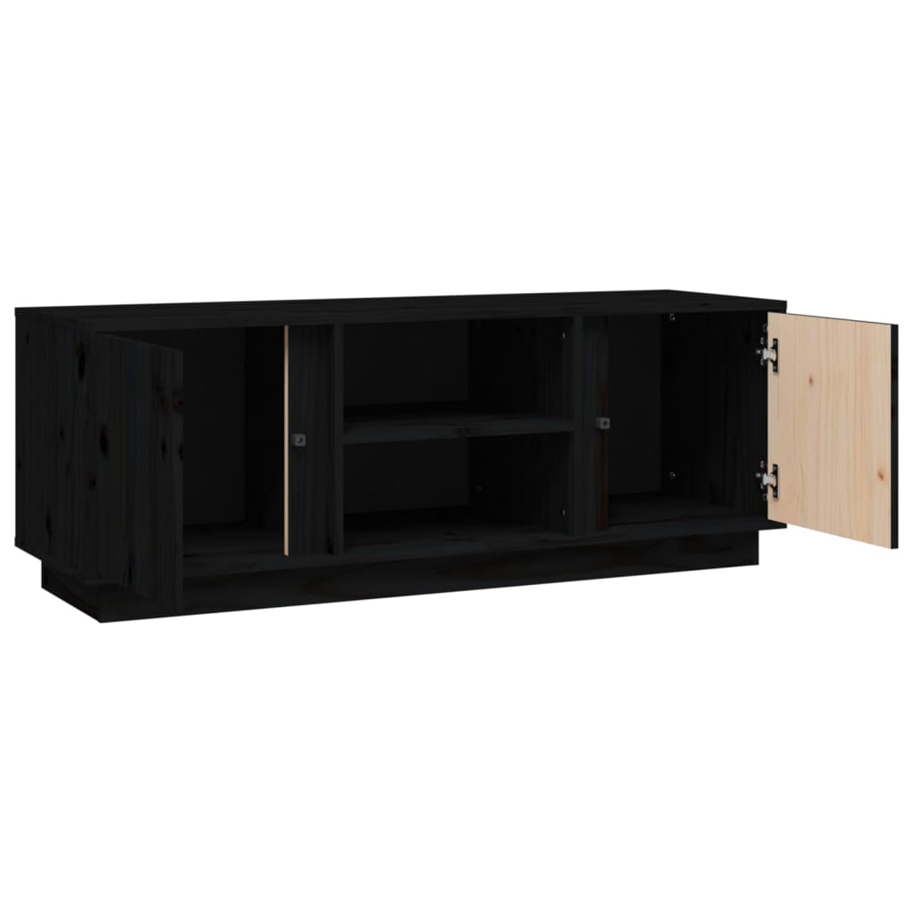 vidaXL Mobile Porta TV Nera 110x35x40,5 cm in Legno Massello di Pino