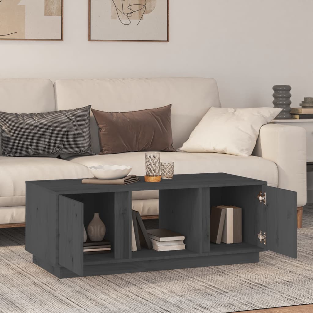 vidaXL Tavolino da Salotto Grigio 110x50x40 cm Legno Massello di Pino