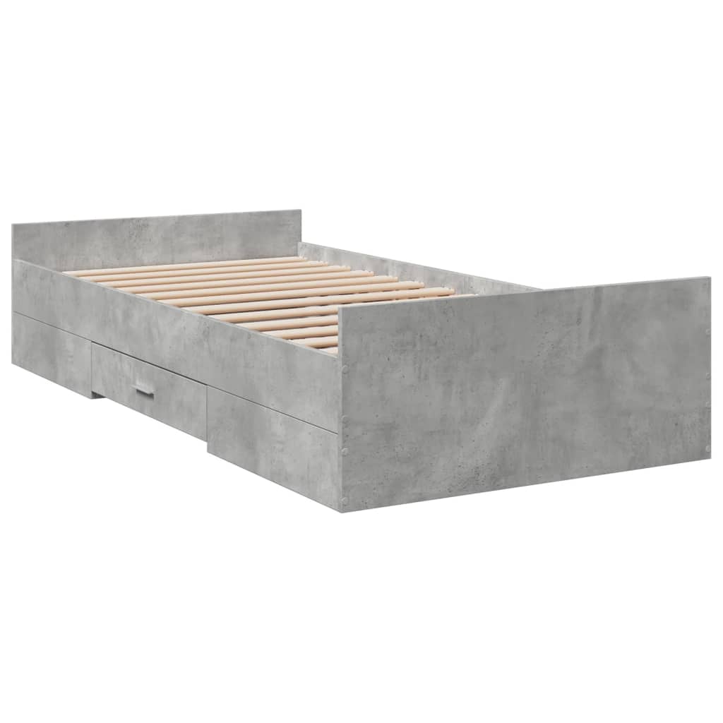 vidaXL Giroletto Cassetti Grigio Cemento 75x190 cm Legno Multistrato