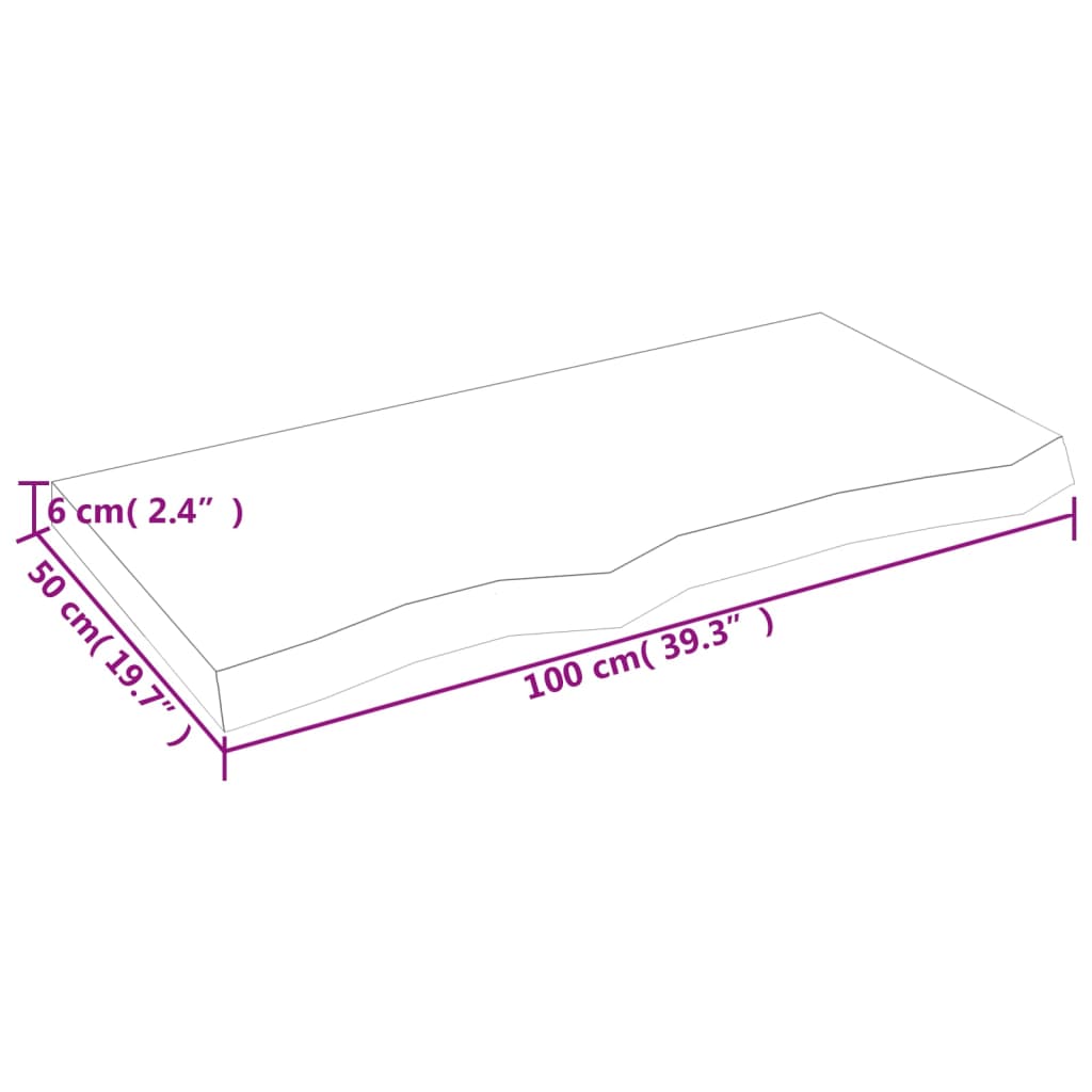 vidaXL Piano Tavolo Marrone 100x50x(2-6) cm Massello Rovere Trattato